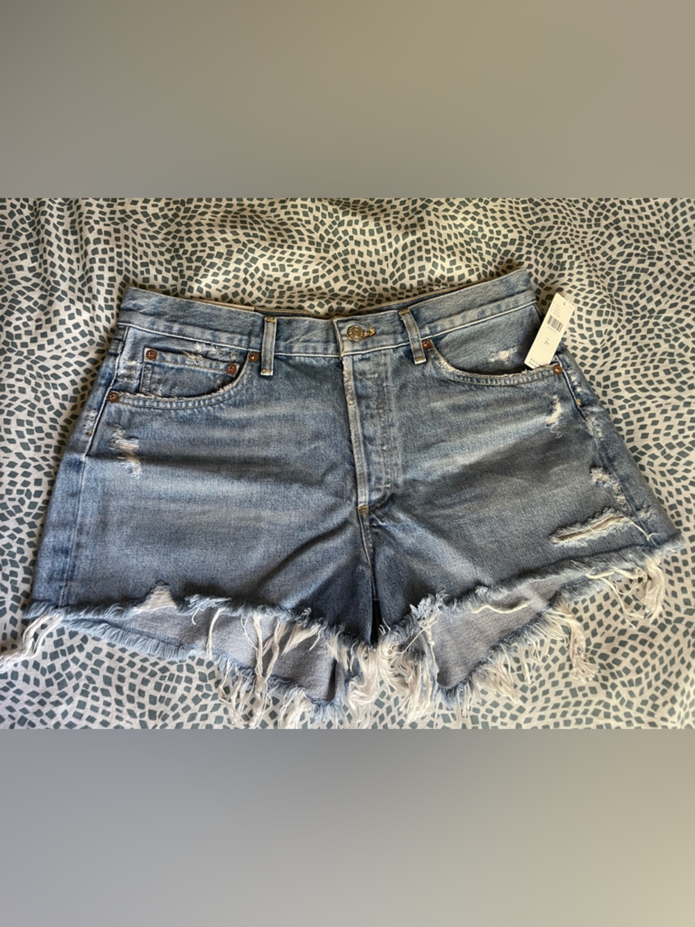 AGOLDE Parker Denim Fray Shorts 31 - Picture 6 of 7
